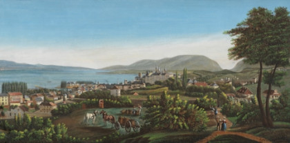 Neuchâtel vers 1845, détail d'un panorama de J.H. Baumann.