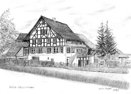 Zeichnung Mühle Albisrieden Willy Vogel