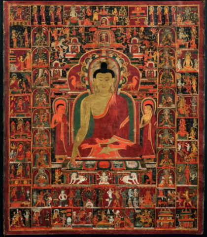 La vie du Bouddha - 14ème - Tibet - Détrempe sur coton